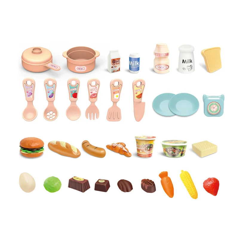 KTX-259475 Electric Kitchen Play Set for Kids Ages 5-7 - Pretend Cooking Toy with Accessories