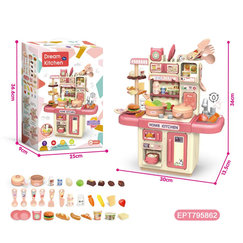 KTX-259475 Electric Kitchen Play Set for Kids Ages 5-7 - Pretend Cooking Toy with Accessories