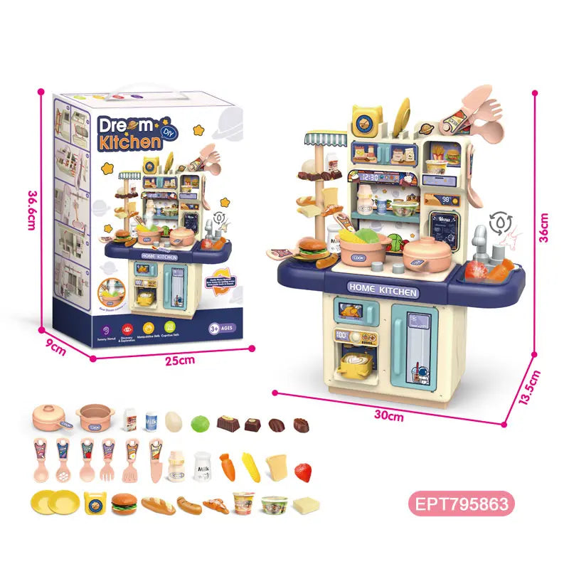 KTX-259475 Electric Kitchen Play Set for Kids Ages 5-7 - Pretend Cooking Toy with Accessories