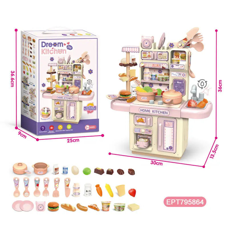 KTX-259475 Electric Kitchen Play Set for Kids Ages 5-7 - Pretend Cooking Toy with Accessories