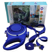HKM-259667 Durable Dog Leash with Water Bottle and Cup - Available in Red, Black, or Blue