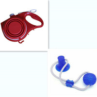 HKM-259667 Durable Dog Leash with Water Bottle and Cup - Available in Red, Black, or Blue