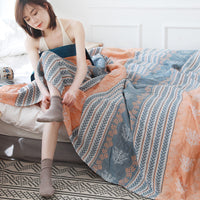 HKM-259795 Five Layer Cotton Double Gauze Summer Quilt Blanket - Soft, Lightweight, Rustic Design, Available in Two Sizes