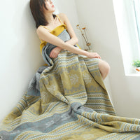 HKM-259795 Five Layer Cotton Double Gauze Summer Quilt Blanket - Soft, Lightweight, Rustic Design, Available in Two Sizes