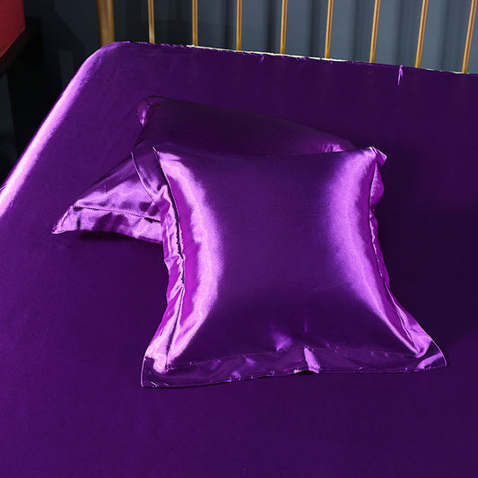 HKM-259859 Luxury Imitation Silk Square Pillowcase – Soft Polyester Blend with Reactive Dyeing