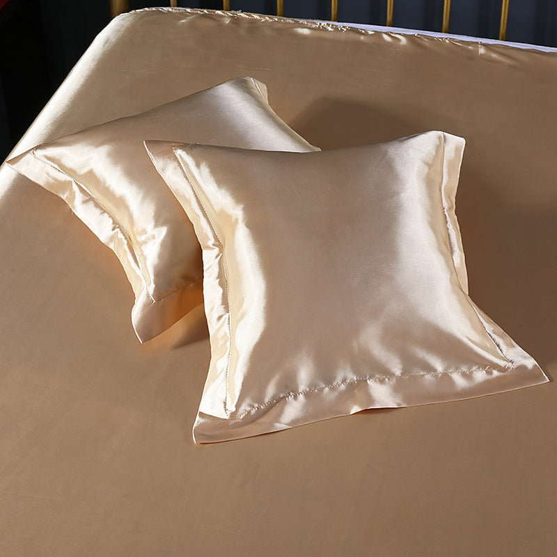 HKM-259859 Luxury Imitation Silk Square Pillowcase – Soft Polyester Blend with Reactive Dyeing
