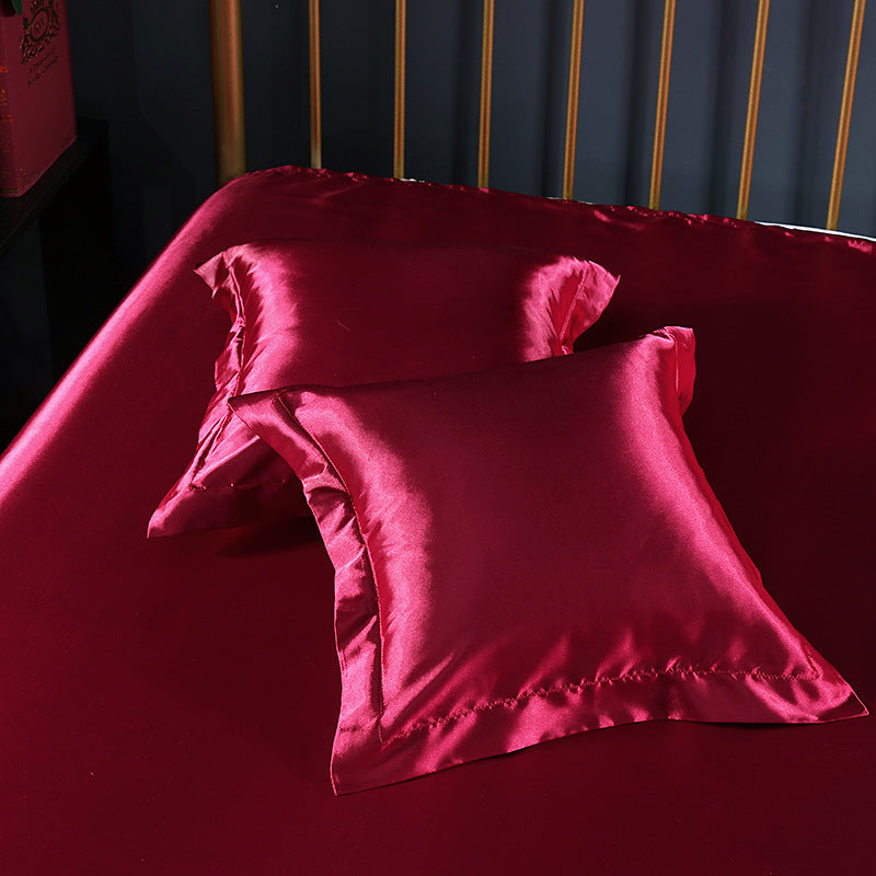 HKM-259859 Luxury Imitation Silk Square Pillowcase – Soft Polyester Blend with Reactive Dyeing