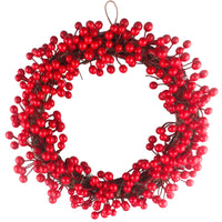 HKM-259923 Berry Red Fruit Wreath - Wood Garland in 30CM, 35CM, and 40CM Sizes