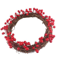 HKM-259923 Berry Red Fruit Wreath - Wood Garland in 30CM, 35CM, and 40CM Sizes