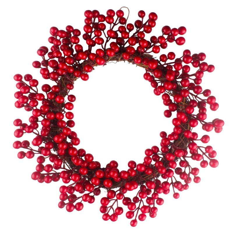 HKM-259923 Berry Red Fruit Wreath - Wood Garland in 30CM, 35CM, and 40CM Sizes