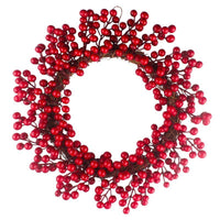 HKM-259923 Berry Red Fruit Wreath - Wood Garland in 30CM, 35CM, and 40CM Sizes