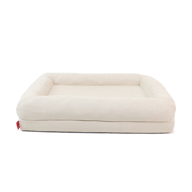 HKM-259923 Memory Foam Dog Bed - Removable Waterproof Cover, Milky White