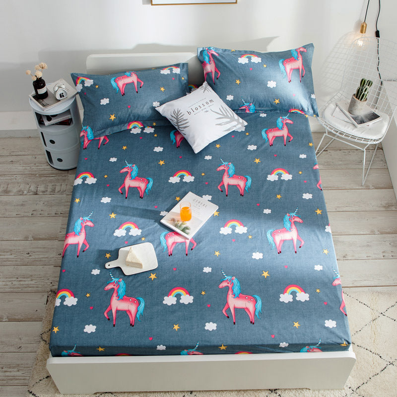 HKM-260115 Waterproof Polyester Cotton Bed Sheet with Plant Flower Pattern