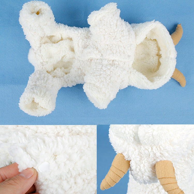 HKM-260243 Cozy White Velvet Four-Legged Clothes for Small Dogs