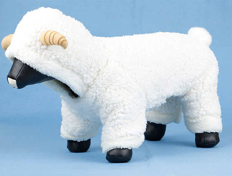 HKM-260243 Cozy White Velvet Four-Legged Clothes for Small Dogs