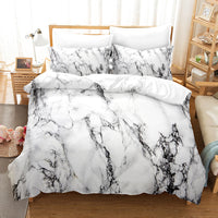 HKM-260563 Art Marble Linen Sheet Sets - Digital Printed, Brushed Chemical Fiber, Multiple Sizes Available