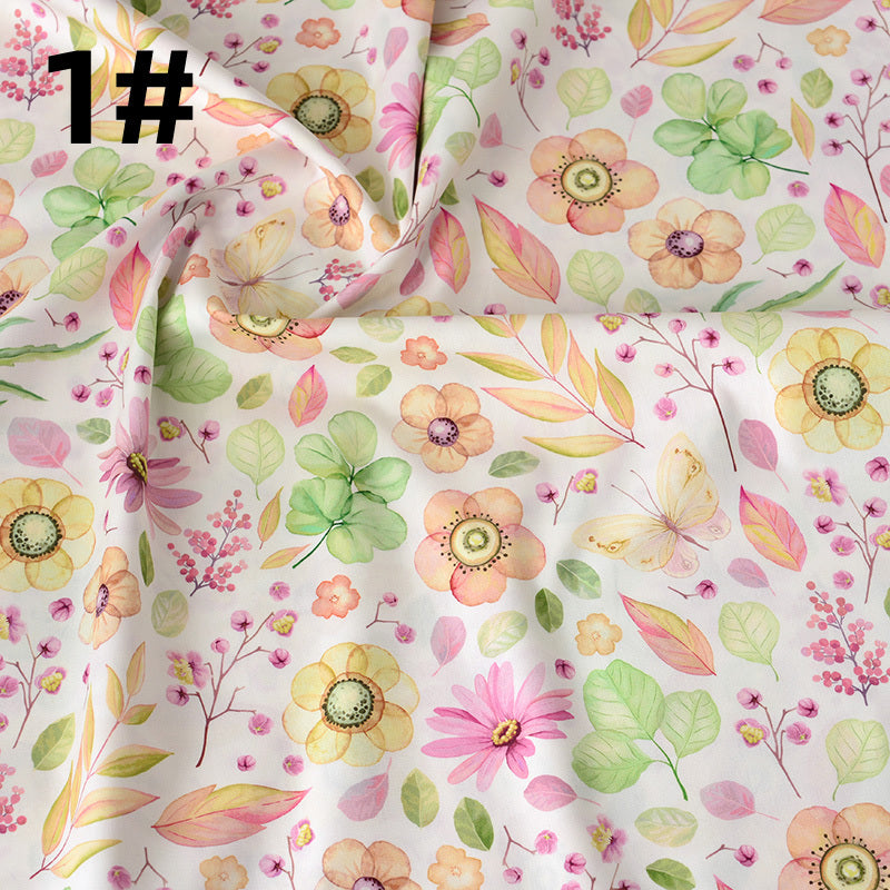 HKM-260627 Cotton Floral Pastoral Fabric for Soft Thin Skirts - Various Colors Available