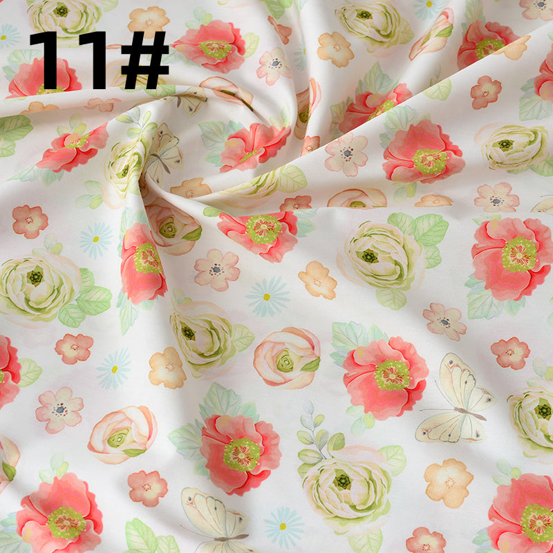 HKM-260627 Cotton Floral Pastoral Fabric for Soft Thin Skirts - Various Colors Available