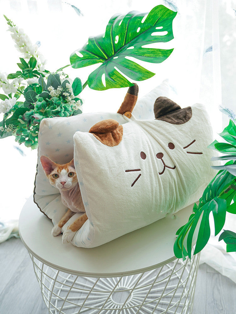 HKM-260755 Thickened Cotton Rocking Chair Cushion in White Cat and Yellow Options