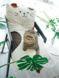 HKM-260755 Thickened Cotton Rocking Chair Cushion in White Cat and Yellow Options