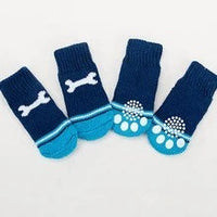 HKM-260947 Cozy Cotton Pet Socks with Paw Print Design – Four-Pack for Indoor Use