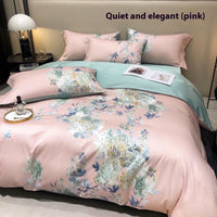 HKM-260947 Floral Digital Printed Quilt Cover Set in Long-Staple Cotton with Pillowcases