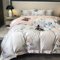 HKM-260947 Floral Digital Printed Quilt Cover Set in Long-Staple Cotton with Pillowcases