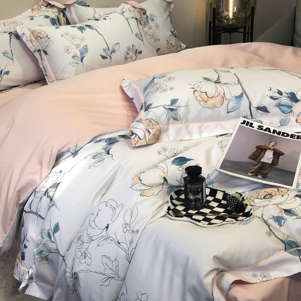 HKM-260947 Floral Digital Printed Quilt Cover Set in Long-Staple Cotton with Pillowcases