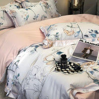 HKM-260947 Floral Digital Printed Quilt Cover Set in Long-Staple Cotton with Pillowcases