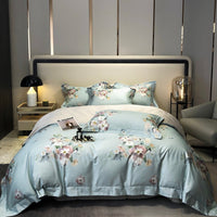HKM-260947 Floral Digital Printed Quilt Cover Set in Long-Staple Cotton with Pillowcases