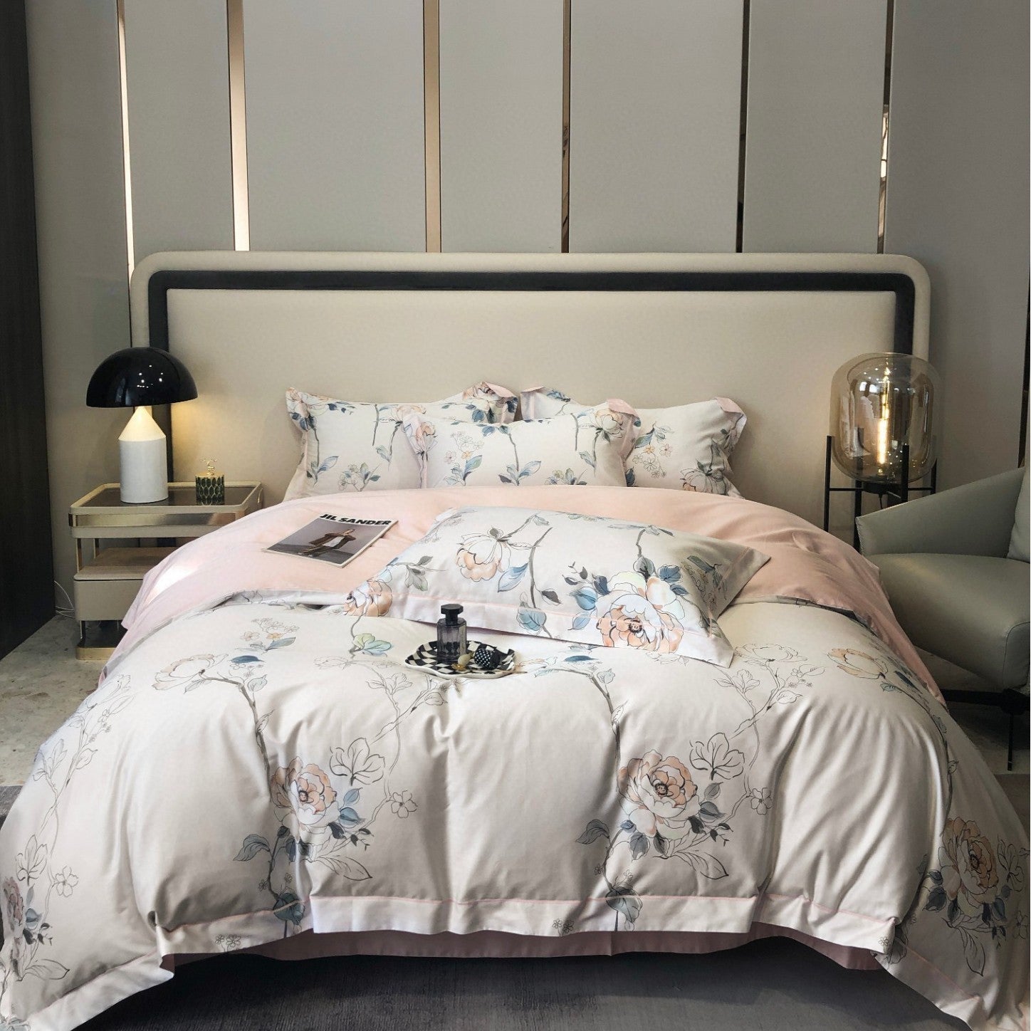 HKM-260947 Floral Digital Printed Quilt Cover Set in Long-Staple Cotton with Pillowcases