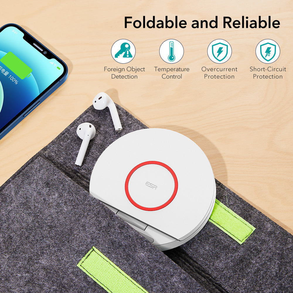 HKM-261203 15W Foldable Wireless Charger Fast Charging Stand for Apple Devices