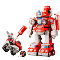 HKM-261523 5-in-1 Fire Truck and Robot Educational Toy Set for STEM Learning and Engineering Skills, Ages 3 and Up