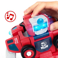 HKM-261523 5-in-1 Fire Truck and Robot Educational Toy Set for STEM Learning and Engineering Skills, Ages 3 and Up