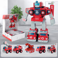 HKM-261523 5-in-1 Fire Truck and Robot Educational Toy Set for STEM Learning and Engineering Skills, Ages 3 and Up