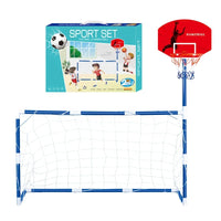 HKM-261587 2 in 1 Sports Set: Football Gate & Basketball Hoop for Indoor/Outdoor Play, Ages 2-7