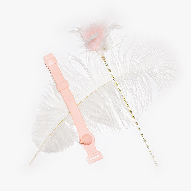 HKM-261651 Cat Feather Toy with Bite-Resistant Collar – Durable Silicone & Aluminum Alloy Design