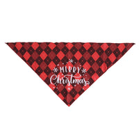 HKM-261651 Festive Pet Christmas Triangular Saliva Towel - Snowman & Plaid Design