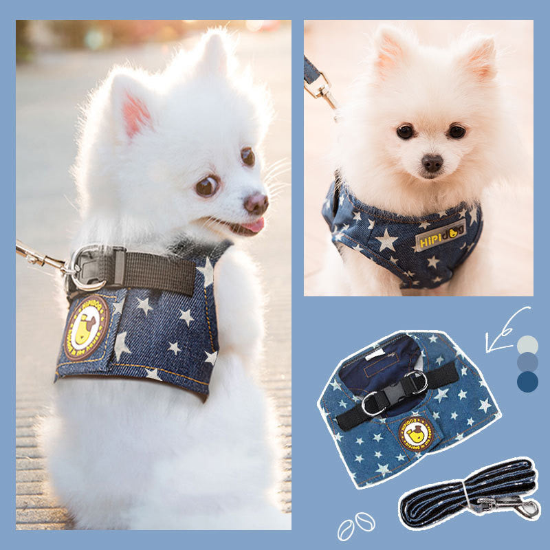 HKM-261779 Adjustable Square Denim Dog Traction Rope for Safe and Stable Walking