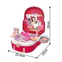 HKM-261779 Beauty Backpack Makeup Dressing Table Toy for Girls, 2-in-1 Pretend Play Set