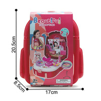HKM-261779 Beauty Backpack Makeup Dressing Table Toy for Girls, 2-in-1 Pretend Play Set