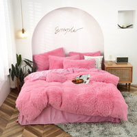 HKM-261779 Mink Velvet Four-Piece Bedding Set with Flat Sheet, Quilt Cover, and Pillowcases