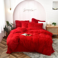 HKM-261779 Mink Velvet Four-Piece Bedding Set with Flat Sheet, Quilt Cover, and Pillowcases