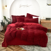 HKM-261779 Mink Velvet Four-Piece Bedding Set with Flat Sheet, Quilt Cover, and Pillowcases