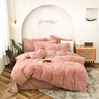HKM-261779 Mink Velvet Four-Piece Bedding Set with Flat Sheet, Quilt Cover, and Pillowcases