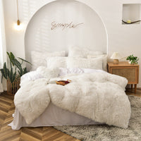 HKM-261779 Mink Velvet Four-Piece Bedding Set with Flat Sheet, Quilt Cover, and Pillowcases