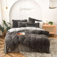 HKM-261779 Mink Velvet Four-Piece Bedding Set with Flat Sheet, Quilt Cover, and Pillowcases
