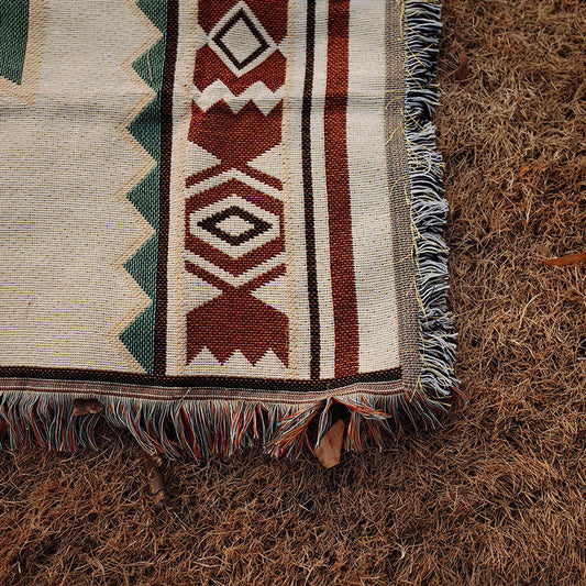 HKM-261843 Moisture-Proof Ethnic Style Picnic Mat in Beige and Red - Multiple Sizes Available