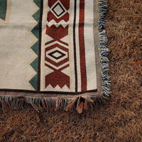 HKM-261843 Moisture-Proof Ethnic Style Picnic Mat in Beige and Red - Multiple Sizes Available