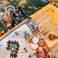 HKM-261843 Moisture-Proof Ethnic Style Picnic Mat in Beige and Red - Multiple Sizes Available